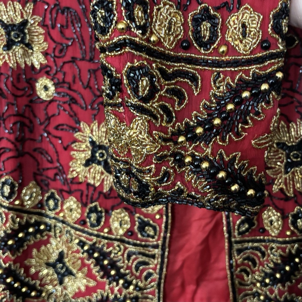 Vintage Papell Boutique Petite Small Evening Beaded Silk Jacket Old Money Retro - Picture 5 of 8